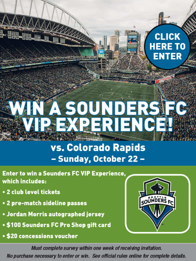 Take this survey for a chance to win sideline passes, a signed Jordan Morris jersey & more -
