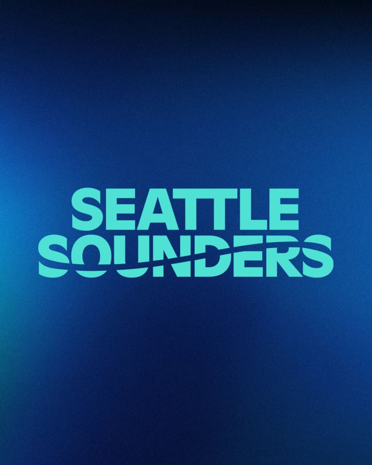 Graphic depicting our new wordmark, with a wave motif flowing through the word "Sounders"