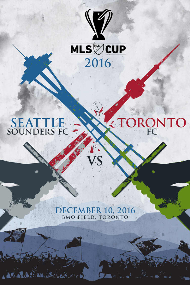 Seattle Sounders fan tattoos MLS Cup “Posters by the People” design on his leg -