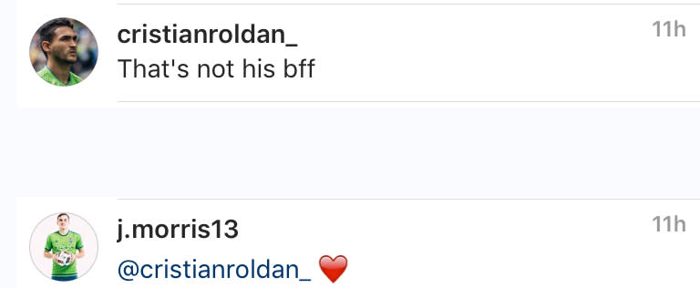 Cristian Roldan reminds everyone that Jordan Morris is his BFF on Instagram -