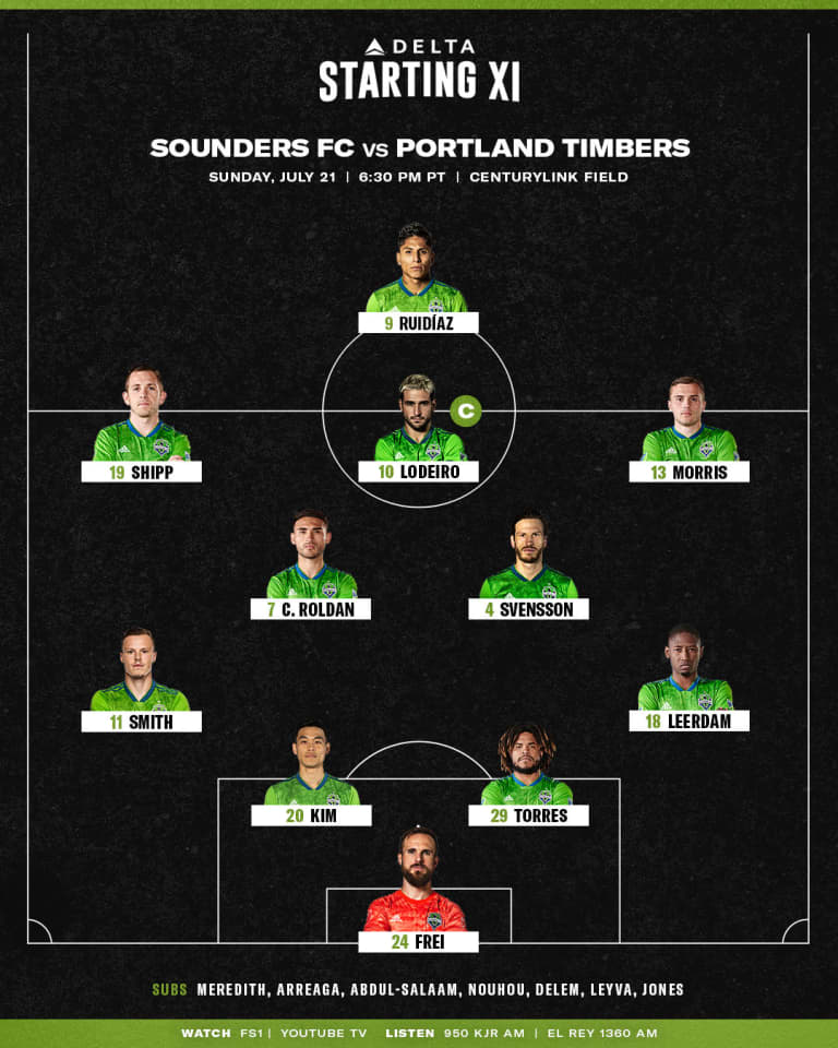 Seattle Sounders versus Portland Timbers starting lineup: Same XI from win over Atlanta United -
