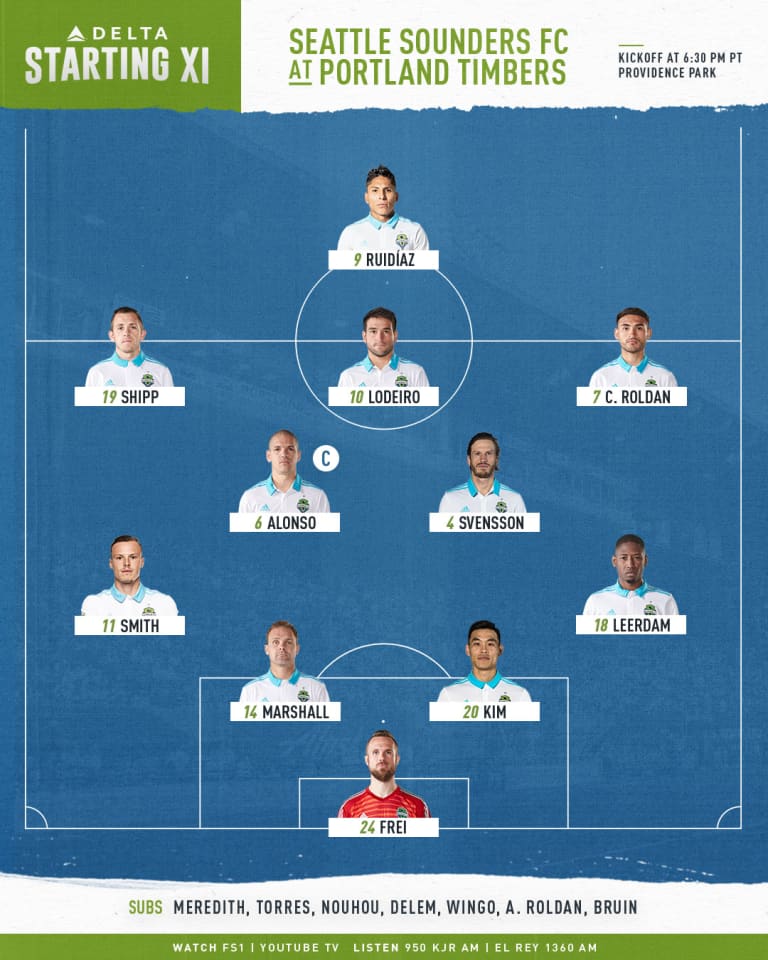 Seattle Sounders versus Portland Timbers starting lineup: Brad Smith returns from injury -