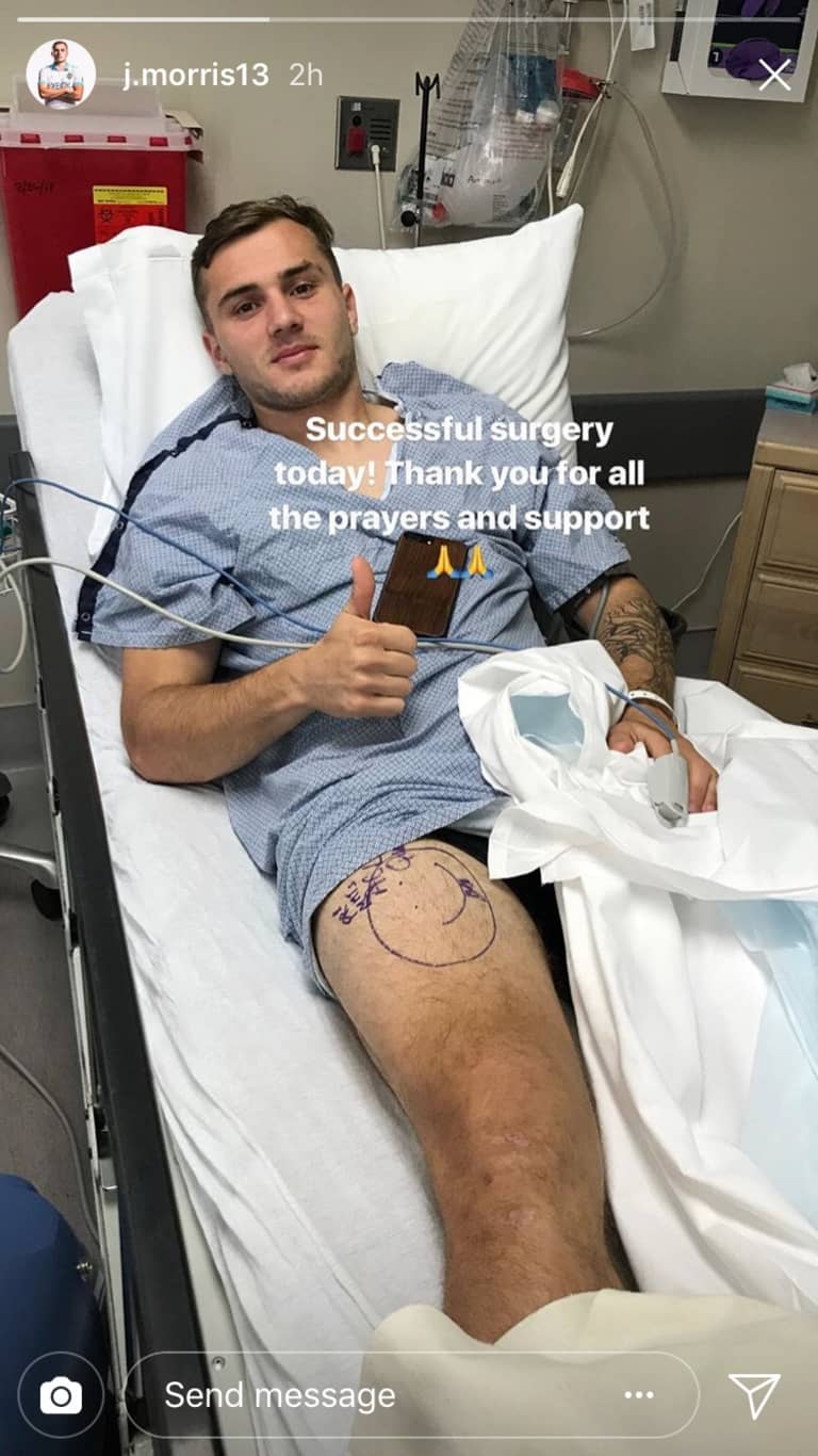 Jordan Morris shares news of successful surgery on Instagram -