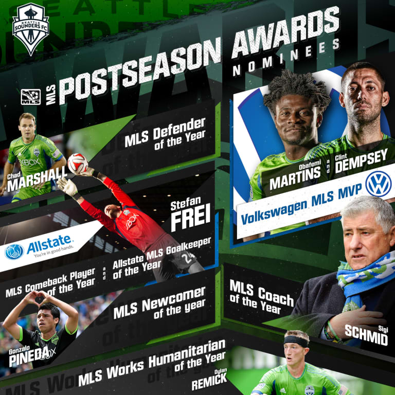 End of season MLS award nominees feature a heavy Sounders presence -