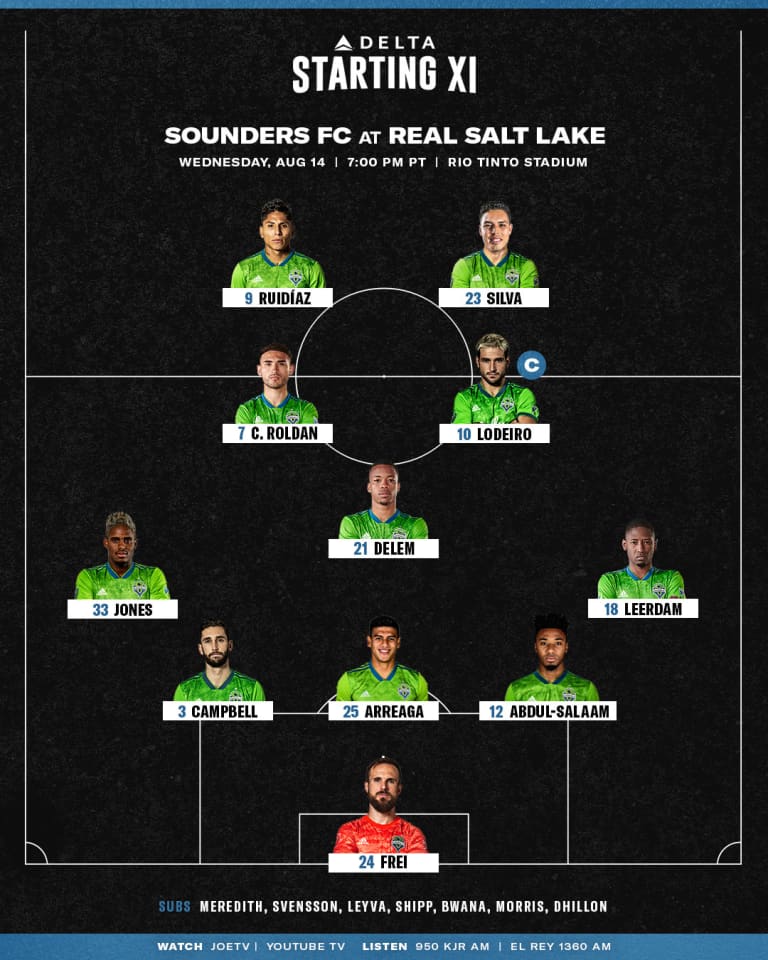 Seattle Sounders versus Real Salt Lake starting lineup: Luis Silva earns first start as Head Coach Brian Schmetzer alters formation -