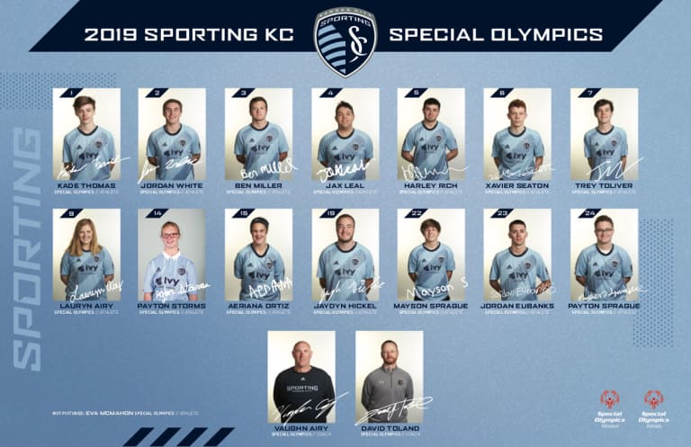 Sporting signs 14 players from Special Olympics Kansas and Special Olympics Missouri ahead of Sunday's Unified Soccer exchange game -
