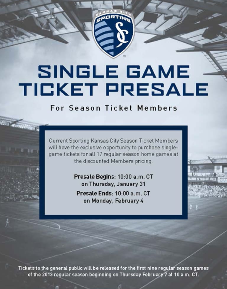 Reminder: Single-Game Tickets Pre-Sale -