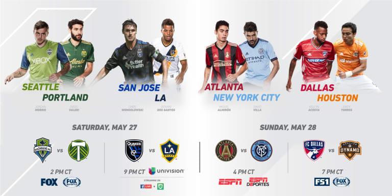 Four nationally televised matches on tap in Week 13 of MLS -