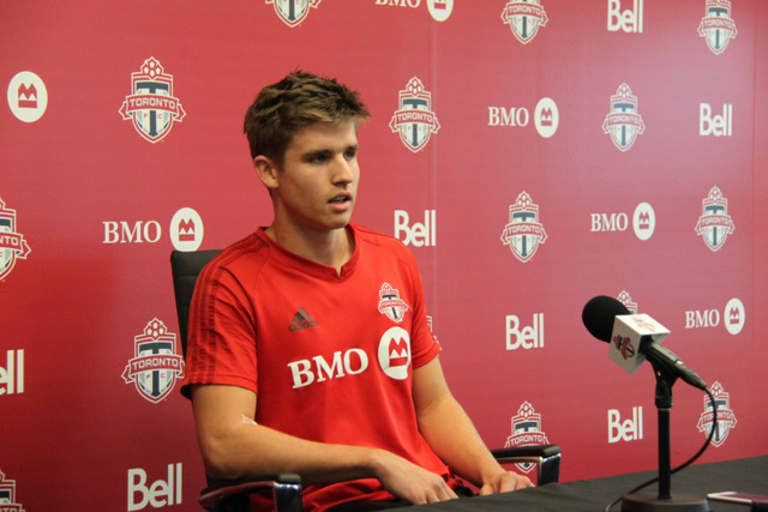 Homegrown midfielder Liam Fraser preparing for his shot with Toronto FC -