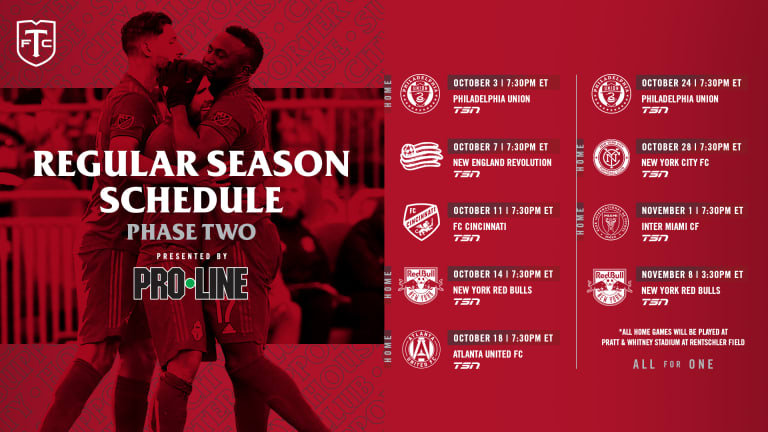 Toronto FC Announces Remaining MLS Regular Season Schedule -
