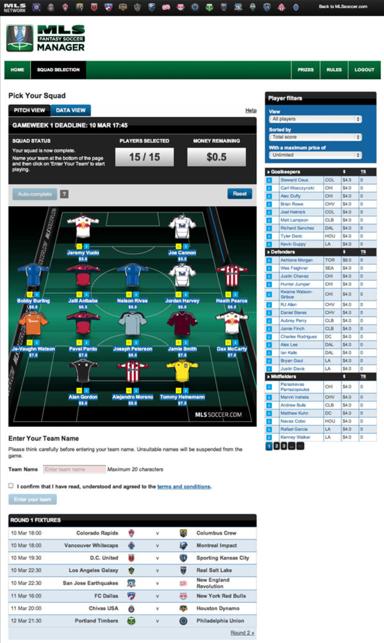Coming soon: MLS Fantasy Manager -