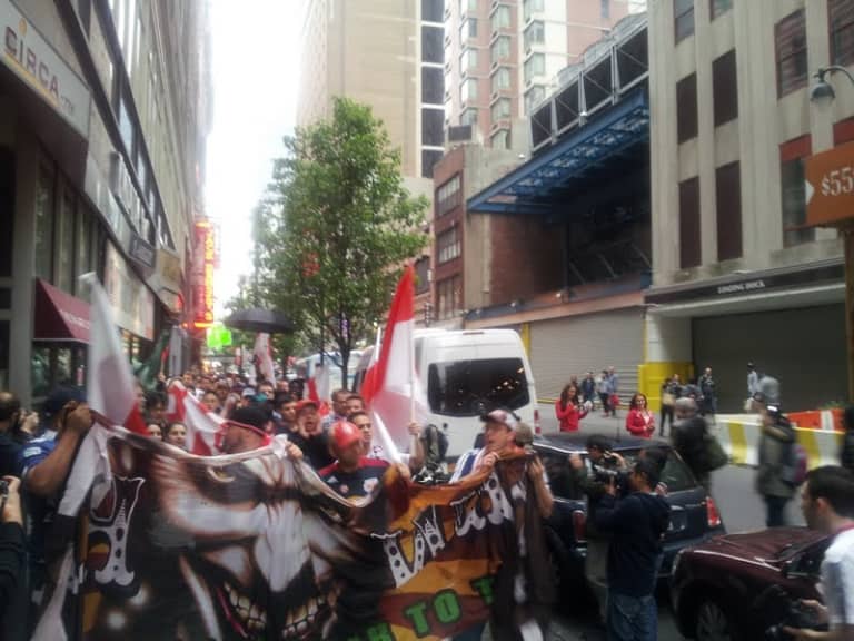 Red Bulls fans march through the streets of Manhattan ahead of LA game -