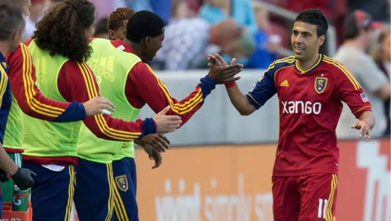 Real Salt Lake hail Javier Morales' creative influence in San Jose win: "He is our piano player" - //league-mp7static.mlsdigital.net/mp6/imagecache/620x350/image_nodes/2013/06/Javier-Morales-hi-fives-the-RSL-bench-in-RSLvSJ.jpg