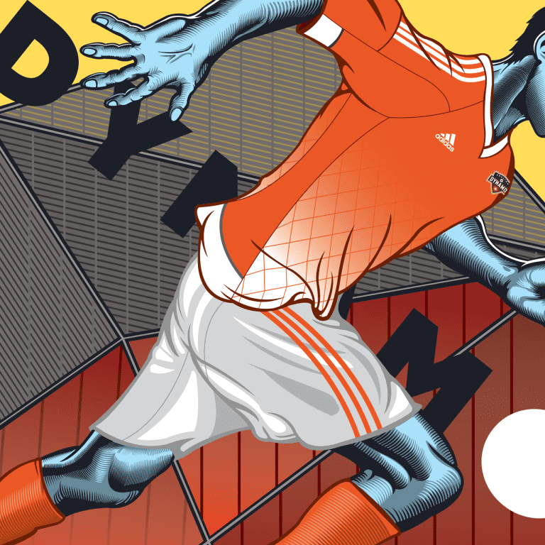 Soccer artists chronicle the history of Houston Dynamo orange kits -