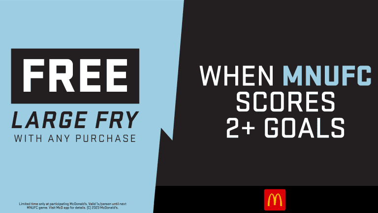 Score free fries from McDonald's when MNUFC scores 2+ goals graphic