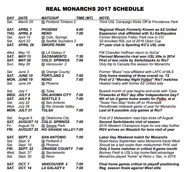 Real Monarchs Unveil 2017 USL Schedule -