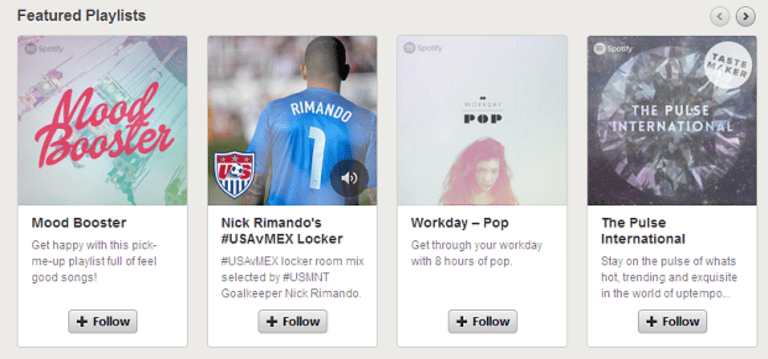 Rimando's #USAvMEX pregame playlist featured on front page of Spotify -