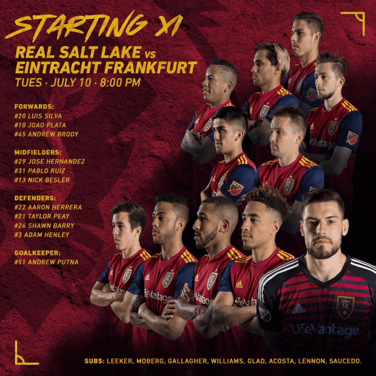 RSL Starting XI: Eintracht Frankfurt 7/10/18 -