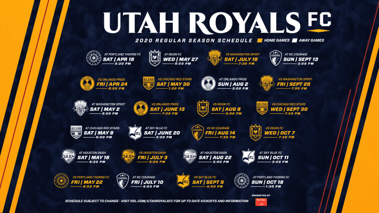 Utah Royals FC Unveils 2020 Schedule -