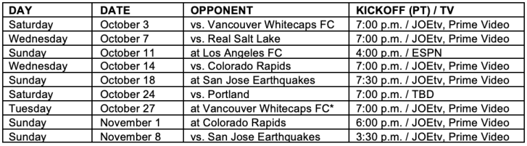 Major League Soccer announces remaining regular season schedule - 2020 MLS regular season schedule