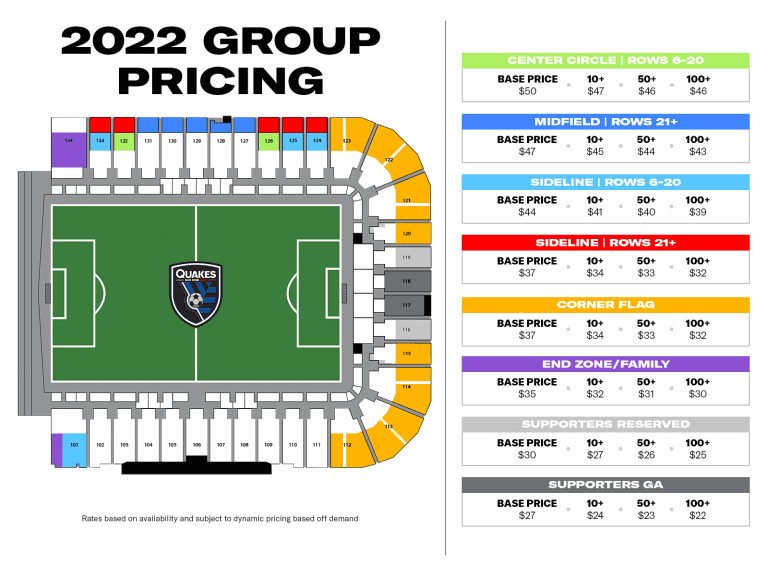 Quakes 2022 Group Pricing