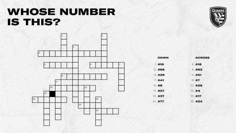 QUAKES AT HOME: Crossword Puzzle | Whose number is this? -