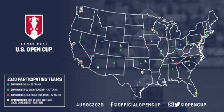 Record-setting 100 teams confirmed for 2020 Lamar Hunt U.S. Open Cup, 107th edition of U.S. Soccer's National Championship - 2020 U.S. Open Cup Map