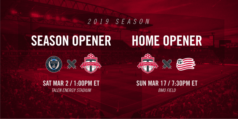Toronto FC Announce Dates for Opening Fixtures of 2019 MLS Season -