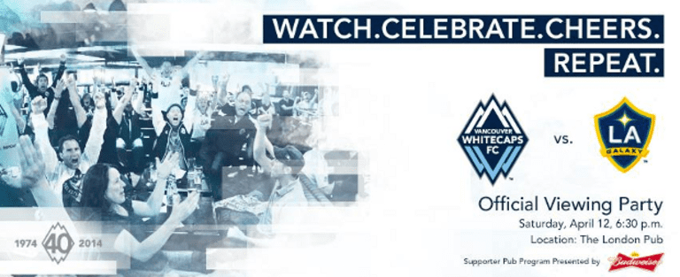 Whitecaps FC Viewing Party at the London Pub Saturday, April 12 -