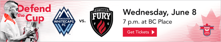 Young 'Caps fall 2-0 to Ottawa Fury FC in first leg of Amway Canadian Championship semifinal -