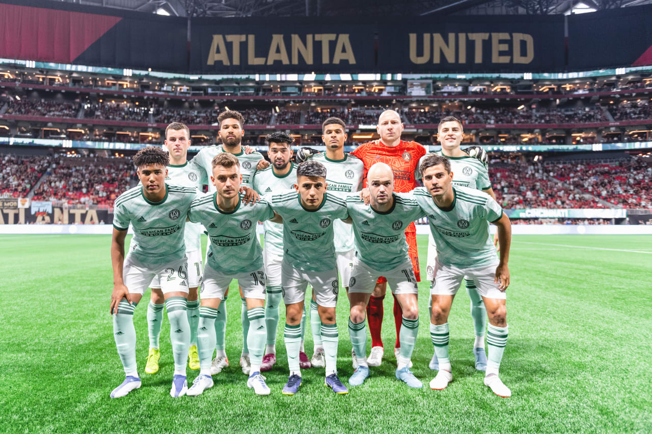 Atlanta United starting XI the match against Cincinnati FC at Mercedes-Benz Stadium in Atlanta, United States on Saturday April 16, 2022. (Photo by Dakota Williams/Atlanta United)