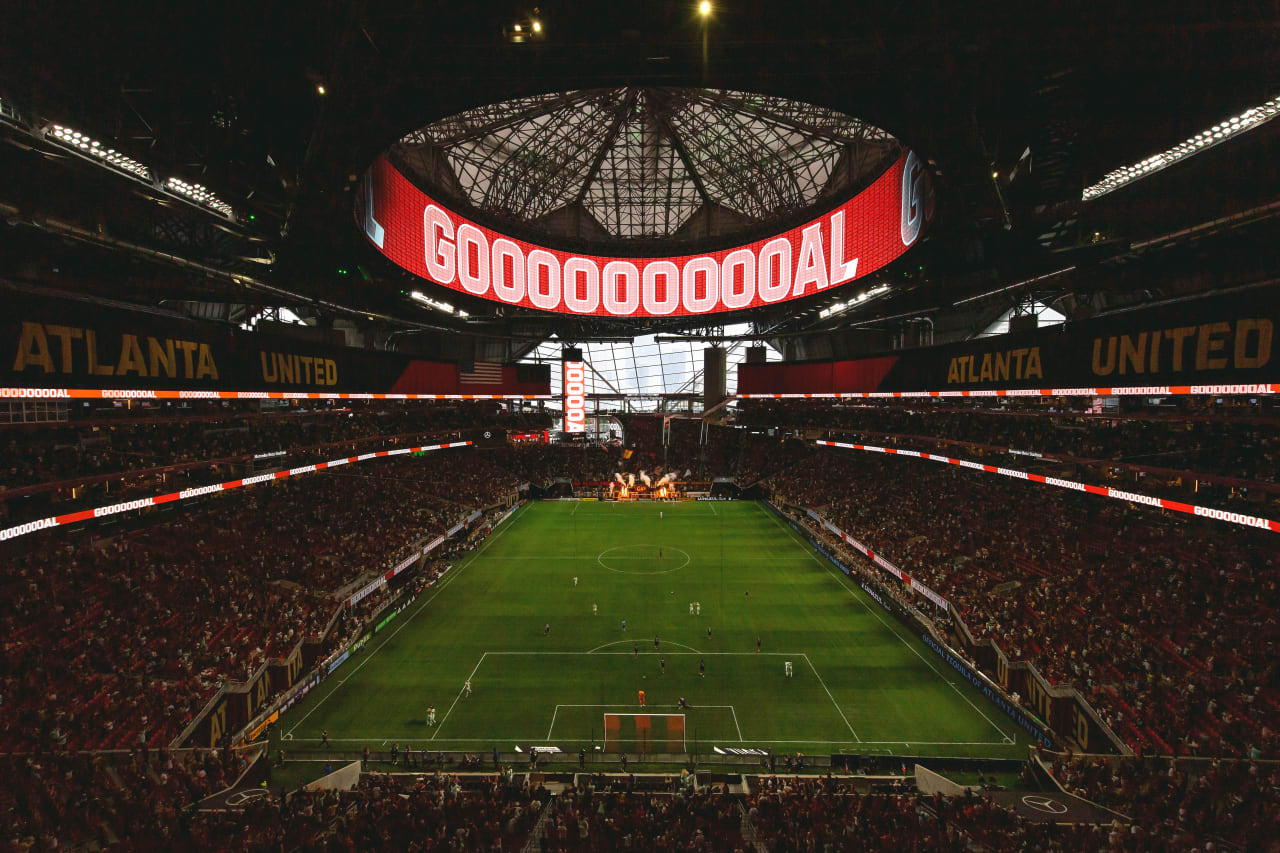 General view of the halo board during the match against Chicago Fire at Mercedes-Benz Stadium in Atlanta, Georgia, on Saturday May 7, 2022. (Photo by Brandon Magnus/Atlanta United)