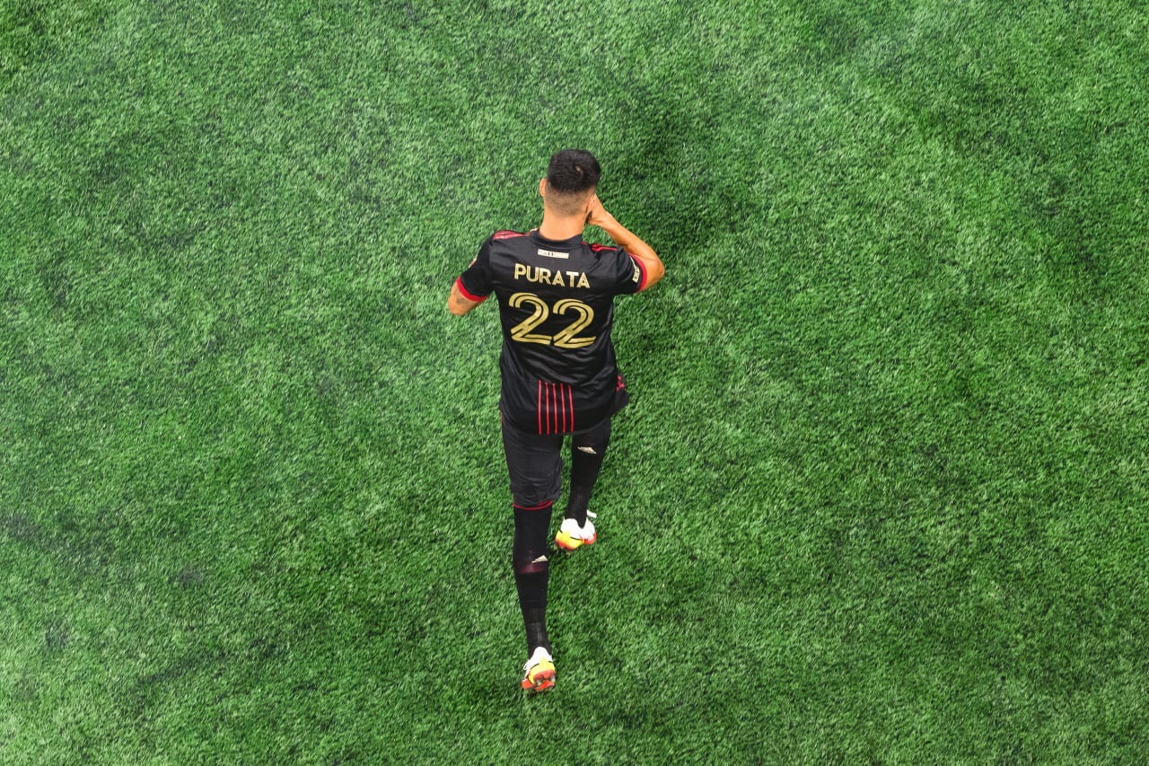 Atlanta United defender Juan José Sanchez Purata #22 enters the game during the second half during the match against Austin FC at Mercedes-Benz Stadium in Atlanta, United States on Saturday July 9, 2022. (Photo by Mitchell Martin/Atlanta United)