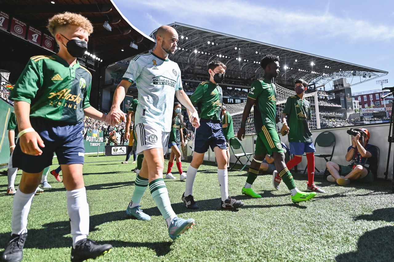 Atlanta United defender Andrew Gutman #15 walks out before the match against Portland Timbers at Providence Park in Portland, United States on Sunday September 4, 2022. (Photo by Dakota Williams/Atlanta United)