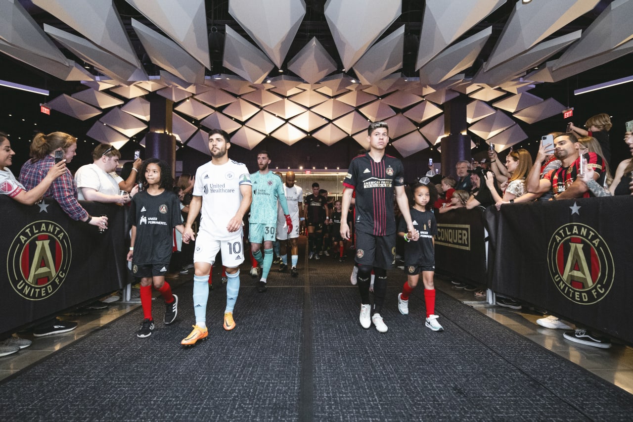 Atlanta United midfielder Matheus Rossetto #9 walks out during the match against New England Revolution at Mercedes-Benz Stadium in Atlanta, United States on Sunday May 15, 2022. (Photo by Kyle Hess/Atlanta United)