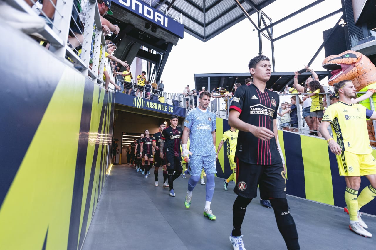 Atlanta United midfielder Matheus Rossetto #9 walks out before the Lamar Hunt U.S. Open Cup match against Nashville SC at Geodis Park in Nashville, Tennessee, on Wednesday May 11, 2022. (Photo by Dakota Williams/Atlanta United)