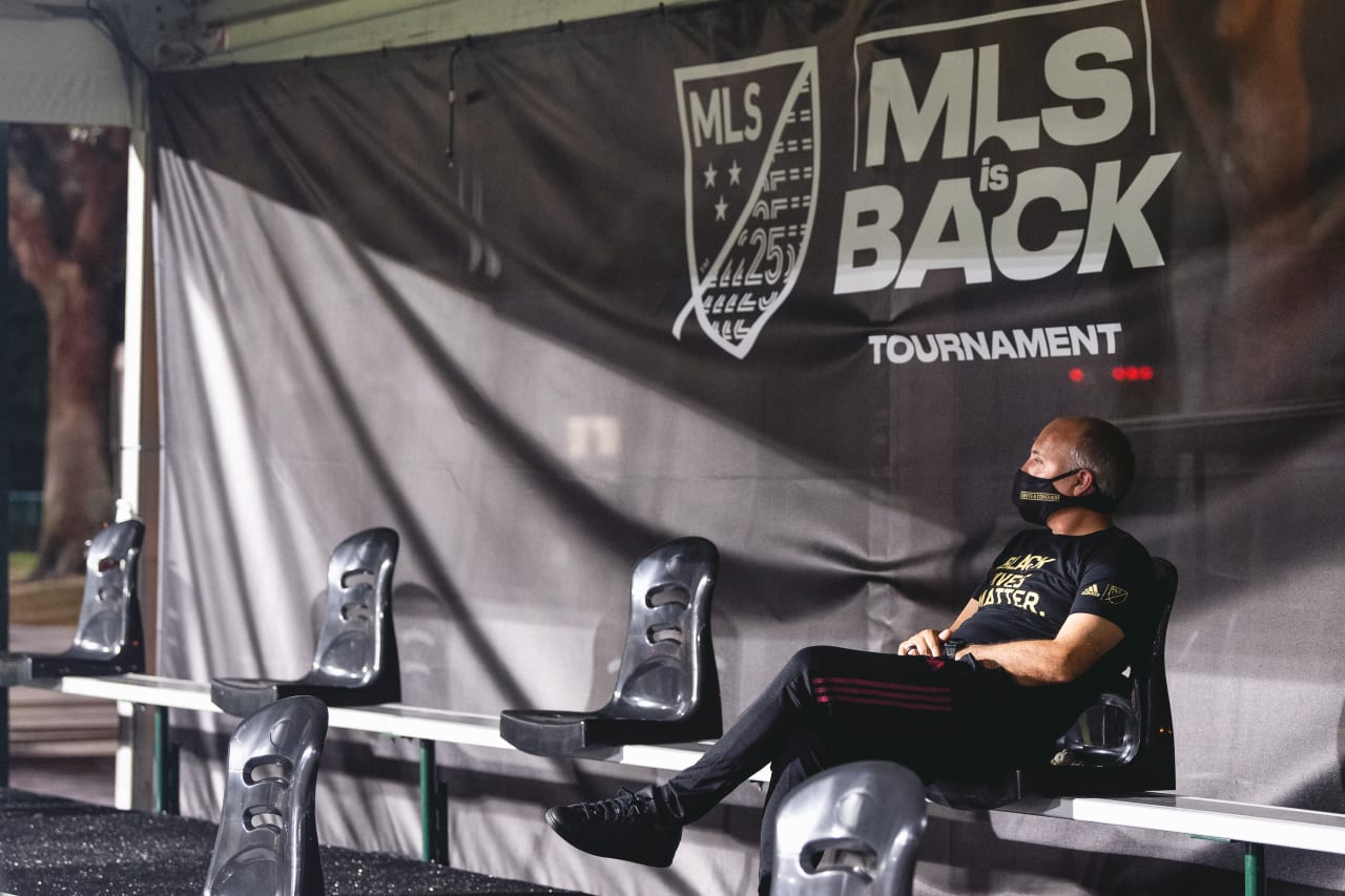 Atlanta United President Darren Eales looks on after the third group stage match in group E against the Columbus Crew at the MLS is Back Tournament at ESPN Wide World of Sports Complex in Orlando, Florida, on Tuesday July 21, 2020. The MLS is Back Tournament is the resumption of Major League Soccer’s 25th season after a three-month postponement during the Covid-19 pandemic. (Photo by Jacob Gonzalez/Atlanta United)