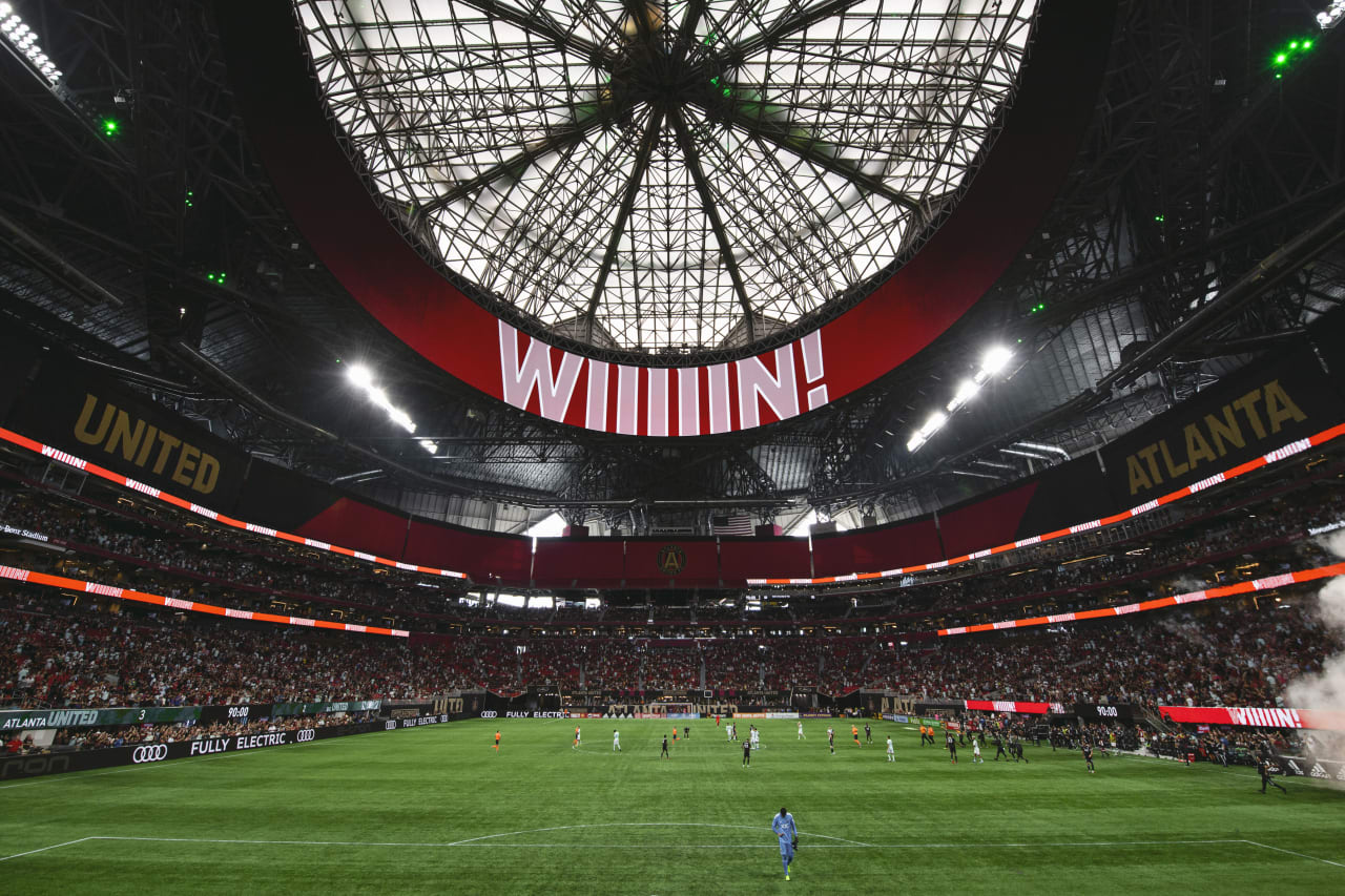 General view of the stadium after winning the match against D.C. United at Mercedes-Benz Stadium in Atlanta, United States on Sunday August 28, 2022. (Photo by Jay Bendlin/Atlanta United)