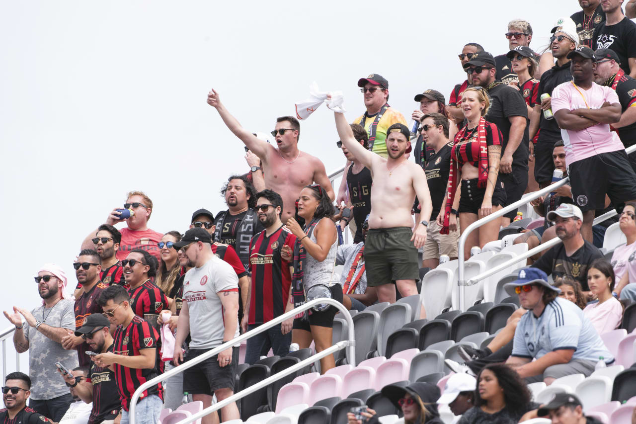 Atlanta United supporters during the match against Inter Miami at DRV PNK Stadium in Fort Lauderdale, United States on Sunday April 24, 2022. (Photo by Dakota Williams/Atlanta United)