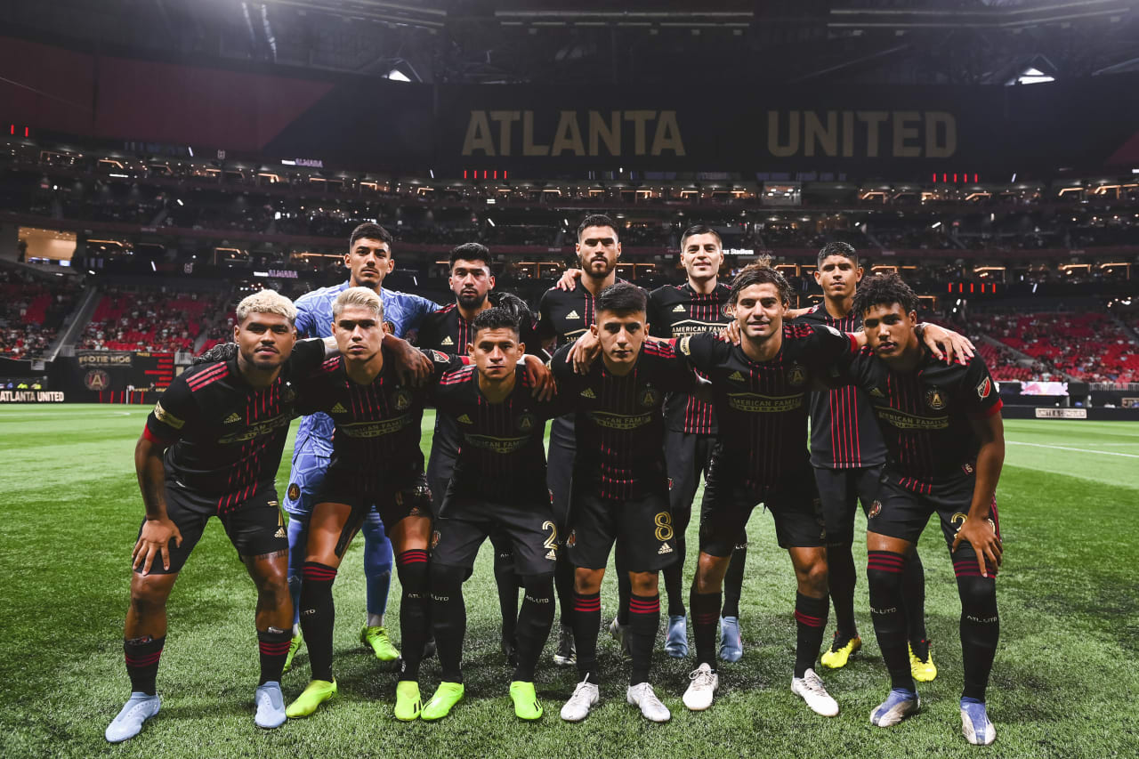Atlanta United starting XI pose for a photo before the match against New York Red Bulls at Mercedes-Benz Stadium in Atlanta, United States on Wednesday August 17, 2022. (Photo by Mitchell Martin/Atlanta United)