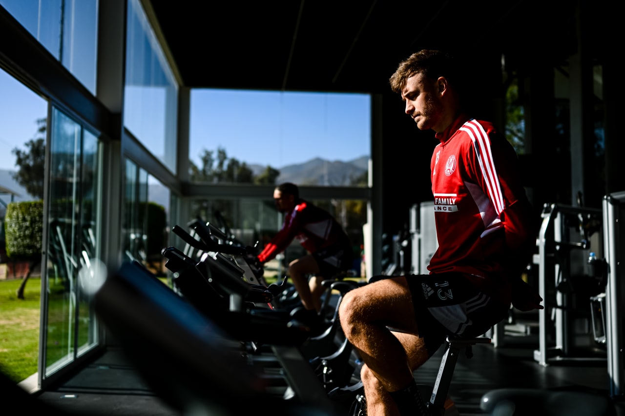 Atlanta United midfielder Amar Sejdic #13 warms up before a preseason training camp session at CAR - Mexican National Team Training Facility in Mexico City, CDMX, on Tuesday January 31, 2023. (Photo by Mitch Martin/Atlanta United)