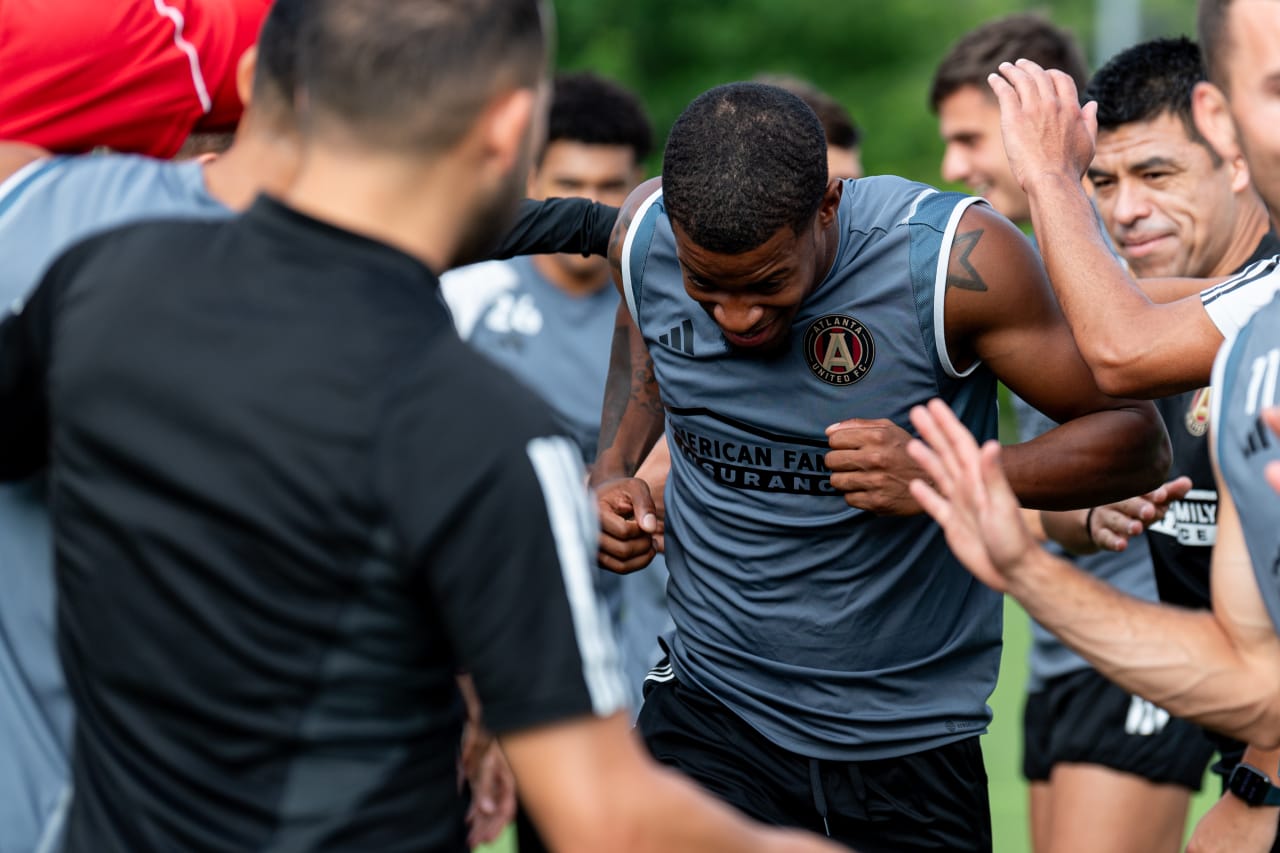 Atlanta United forward Xande Silva #16 runs through the welcome tunnel during a training session at Children's Healthcare of Atlanta Training Ground in Marietta, Ga., on Wednesday, August 2, 2023. (Photo by Mitch Martin/Atlanta United)