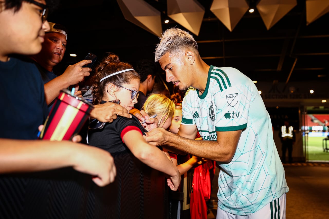 Atlanta United midfielder Nick Firmino #51 signs autographs after the match against New York City FC at Mercedes-Benz Stadium in Atlanta, GA on Wednesday, June 21, 2023. (Photo by Bee Trofort-Wilson/Atlanta United)