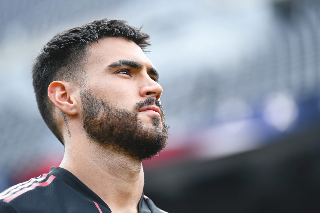 Atlanta United defender Juan José Sanchez Purata #22 looks on during the National Anthem before the match against Chicago Fire FC at Soldier Field in Chicago, United States on Saturday July 30, 2022. (Photo by Dakota Williams/Atlanta United)