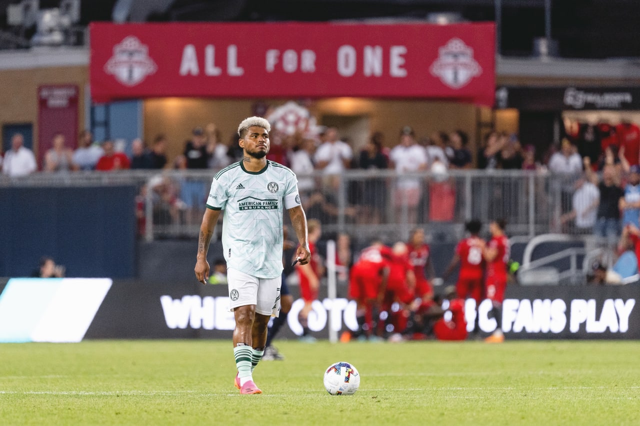 Atlanta United forward Josef Martinez #7 reacts after Toronto FC scores a goal during the second half of the match at BMO Field in Toronto, Canada on Saturday June 25, 2022. (Photo by Dakota Williams/Atlanta United)