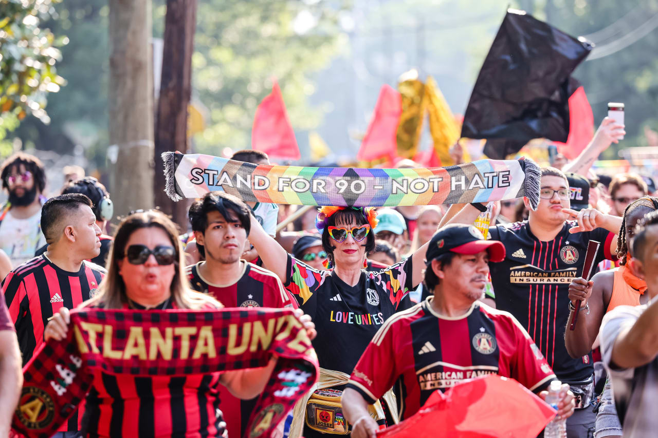 Scenes from the Supporter’s March before the match against D.C. United at Mercedes-Benz Stadium in Atlanta, GA on Saturday, June 10, 2023. (Photo by Karl Moore/Atlanta United)