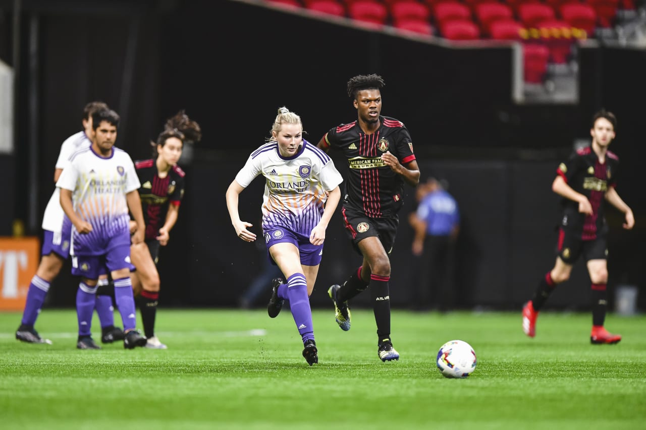 Game action during the Unified match against Orlando City SC at Mercedes-Benz Stadium in Atlanta, Georgia, on Sunday July 17, 2022. (Photo by Kyle Hess/Atlanta United)