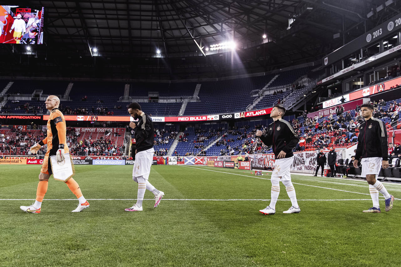Atlanta United walks out before the match against New York Red Bulls at Red Bull Arena in Harrison, New Jersey on Wednesday November 3, 2021. (Photo by Jacob Gonzalez/Atlanta United)