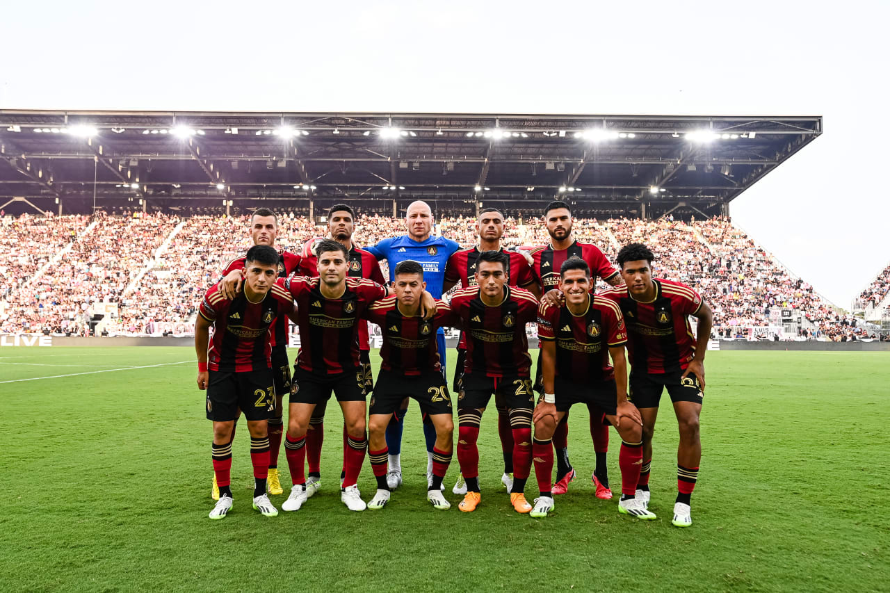 Starting XI pose prior to the match against Inter Miami at DRV PNK Stadium in Fort Lauderdale, FL on Tuesday, July 25, 2023. (Photo by Mitchell Martin/Atlanta United)