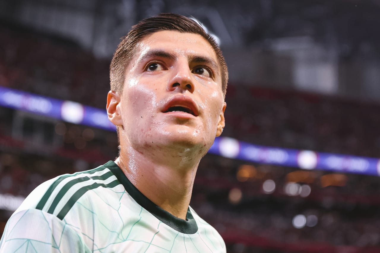 Atlanta United forward Ronaldo Cisneros #29 is seen on the pitch during the second half of the match against Seattle Sounders FC at Mercedes-Benz Stadium in Atlanta, United States on Saturday August 6, 2022. (Photo by Chamberlain Smith/Atlanta United)